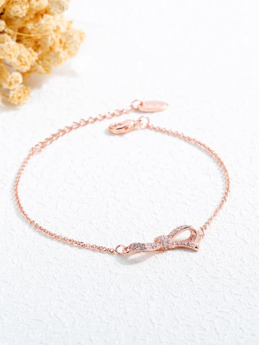 KS542 - [Rose Gold] Copper With Rose Gold Plated Simplistic Bowknot Bracelets
